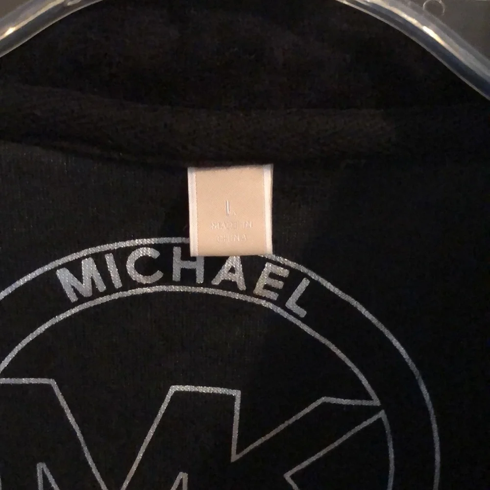 Micheal Kors size LG -XL black velour jacket & pull on pants track suit 2 piece